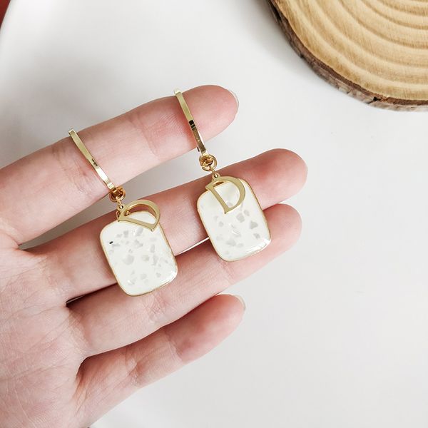 

new silver needle korea temperament girl women's accessories jewelry fashion personality letters d square dangle earrings