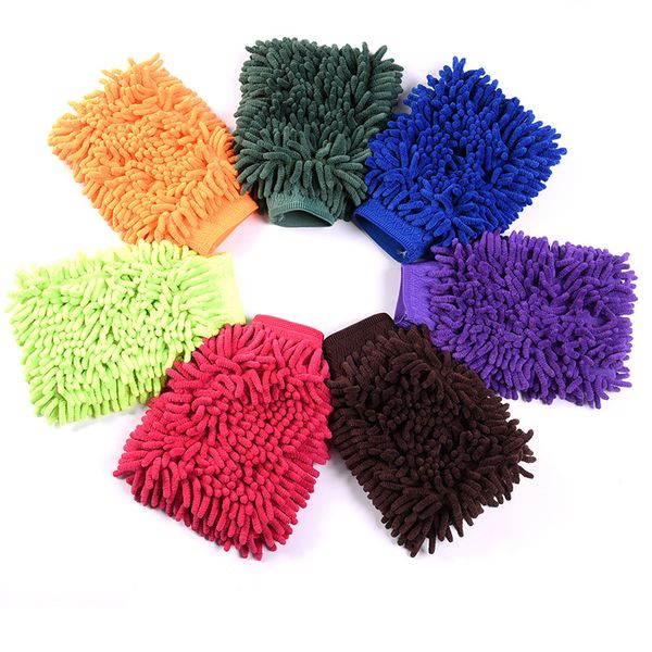 

selling thickened microfiber chenille color double-sided car wash gloves motorcycle rag multi-purpose cleaning cloth car wash cleaning