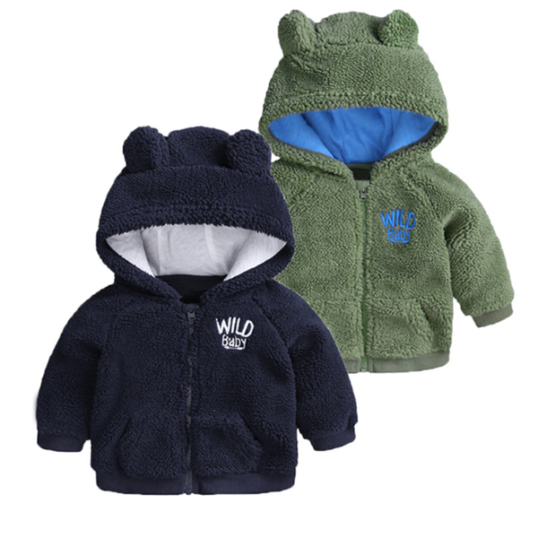 

2020 brand new baby clothes autumn winter coat warm bear cashmere coat hooded for 0-18months kids clothes, Blue;gray