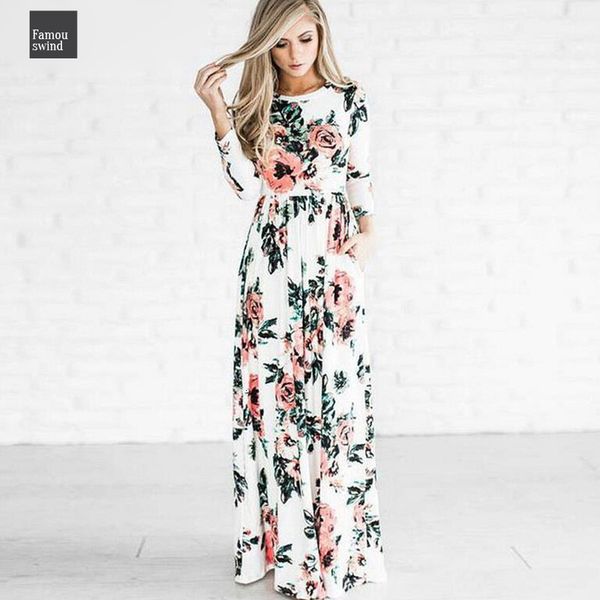 

autumn dress winter long dress floral print boho beach dresses solid tunic sundress women evening party dress maxi hippie vestidos, Black;gray