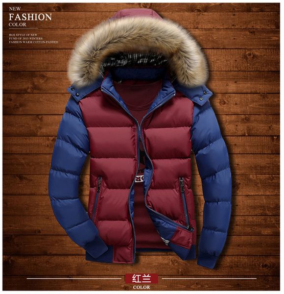 

fashion new man streetwear clothes zipper winter men coat wide-waisted parka men winter casual masculine hooded hat detachable, Black