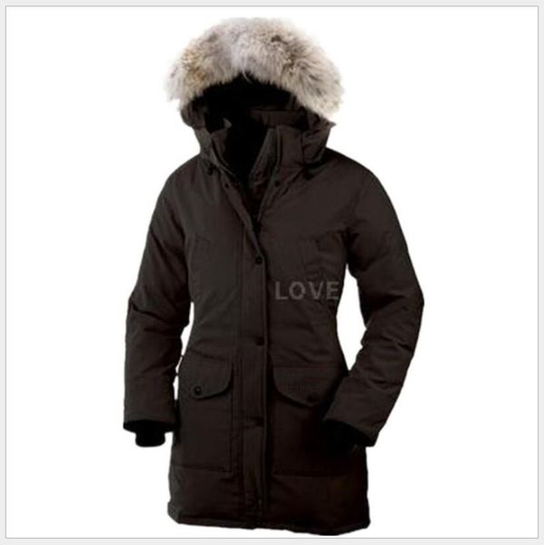 

2019 канада бренда женщин вниз parkas новый толстый теплый и ветрозащитный водонепроницаемый длинный отрезок тонкой сплошной цвет гуся пухов, Black