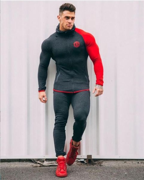 

2010 new men set cotton autumn spring sporting suit zipper running sweatshirt +sweatpants 2 pieces running suit slim male tracks, Black;blue