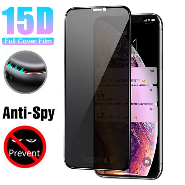 

15d curved edge to edge full cover privacy screen protector for iphone x xr xs 11 pro max anti spy glare peep 3d tempered glass