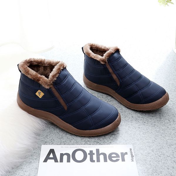 

winter men's boots high to help warm and velvet snow boots waterproof large size lightweight couple models cotton shoes, Black
