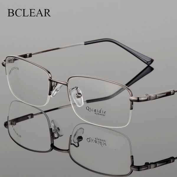 

bclear 2019 fashion men glasses frame memory alloy eyeglasses half frame vintage clear lens glasses optical spectacle hot, Black