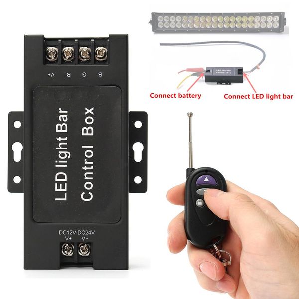 

12-24v led light bar battery box flash strobe controller with wireless remote 7 modes strobe light 3-way output for car