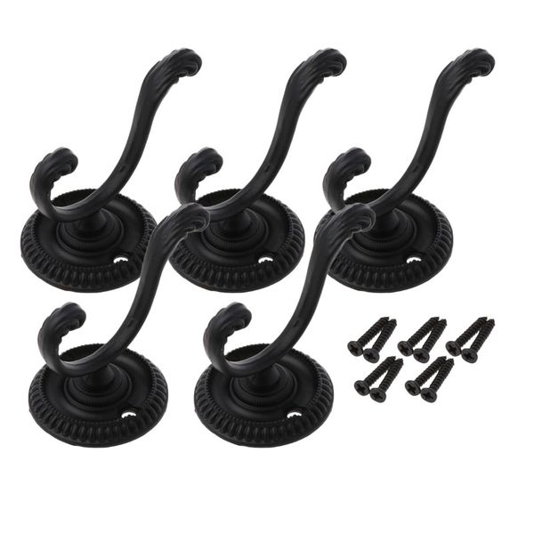 

5 pcs retro double head wall door antique hooks coat hat hangers bedroom decor