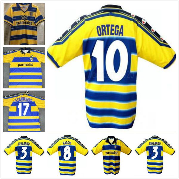 

retro parma 1999 2000 vintage crespo 9 ortega 10 buffon 1 maillot de foot soccer jersey football shirt kit camiseta futbol maillot de foot, Black;yellow