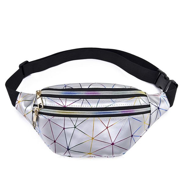 

fashion holographic waist bag women/men leather fanny pack chest belt bag shoulder sport phone pouch geometric waist packs nerka