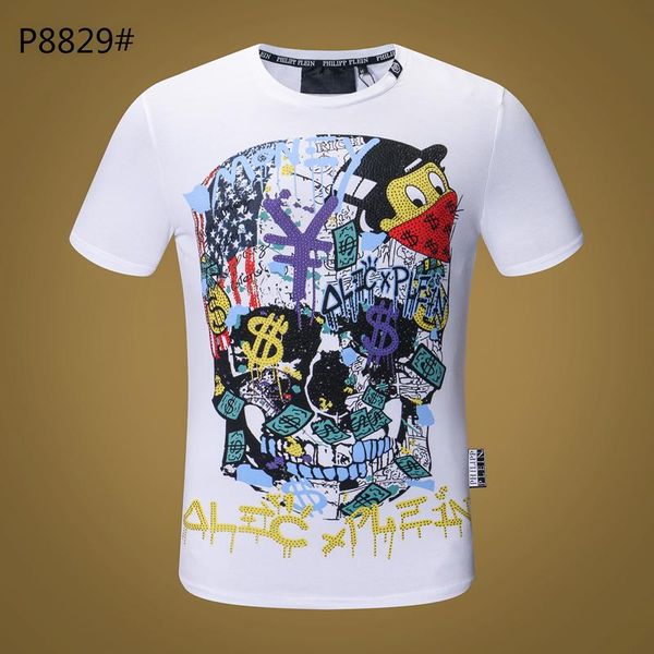 

mens женщин дизайнер футболки мода 20ss luxury phillip обычная футболка summer homme от черного белого черепа tee верхняя сумка обувь 11, White;black