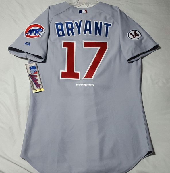 

kris bryant majestic chicago gray 17# kris bryant on field jersey mens stitched wholesale big and tall size xs-6xl baseball jerseys, Black;blue