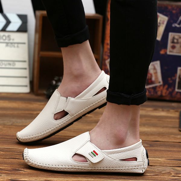 

goodrsson men driving shoes summer flats anti-slip solid color breathable man casual shoes lightweight comfortable walking, Black