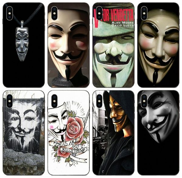 

tongtrade] cartoon v for vendetta anonymous mask painted case for iphone 11 pro x xs max 8s 8 7s 7 6s 6 galaxy a3 huawei p30 xiaomi 4c case