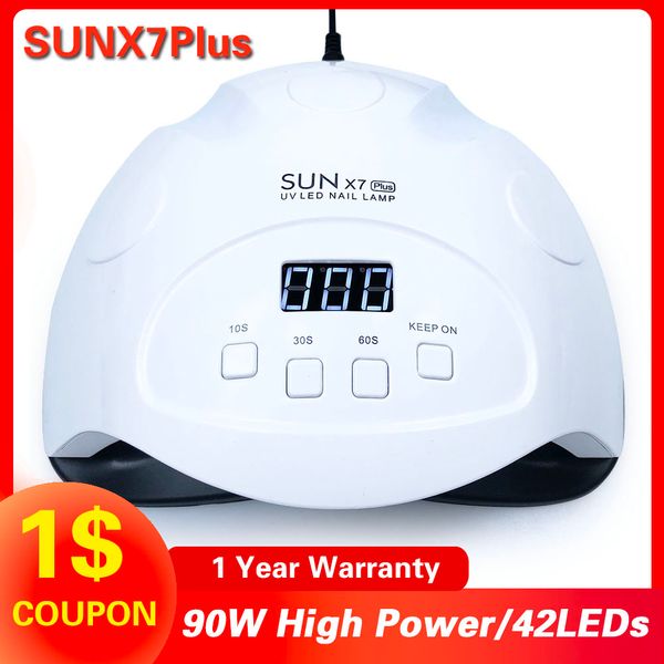 

sunx7 plus nail machine 90w uv lamp led nail lamp dryer for all gels polish with infrared sensing 30/60/90s timer smart