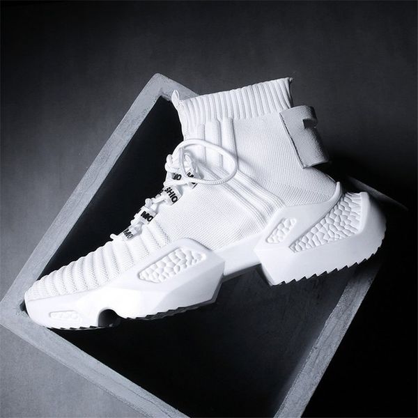 

mens streetwear shoes high sock sneakers, Black