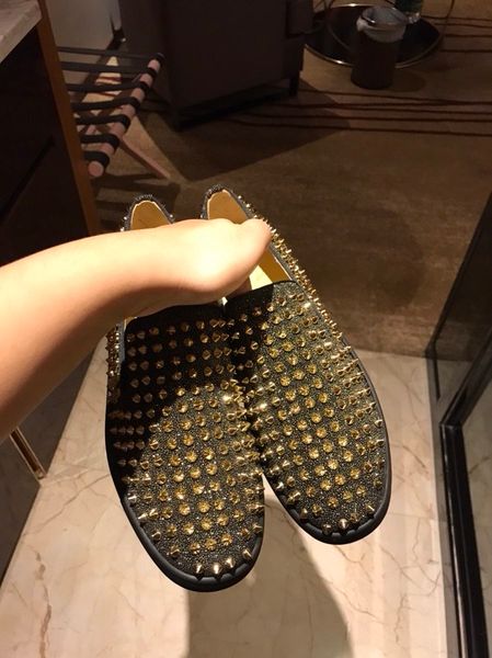 

platform men's shoes wild vintage luxury rhinestone catwalk shoes rivet men's shoe nightclub rivet lazy shoe loafers 03, Black