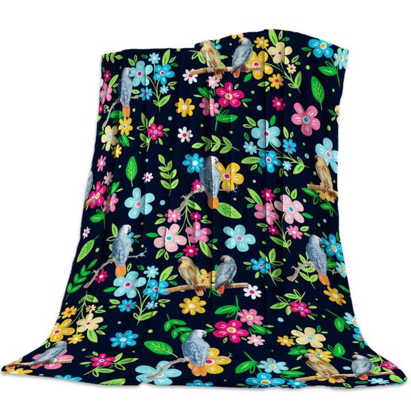 

black color parrot flower spring throw blanket bedspread soft fleece blanket air/sofa/bedding winter bedsheet