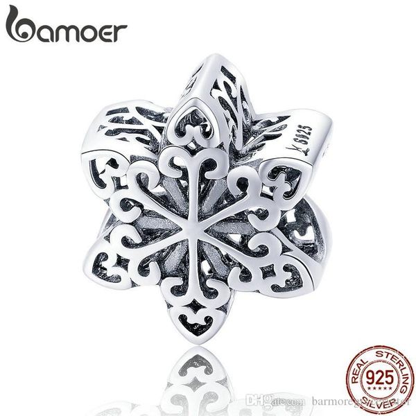 

bamoer подлинные стерлинговое серебро 925 элегантной снежинка ажурные бусин приспосабливать женщина браслетов шарма ожерелье diy ювелирных и