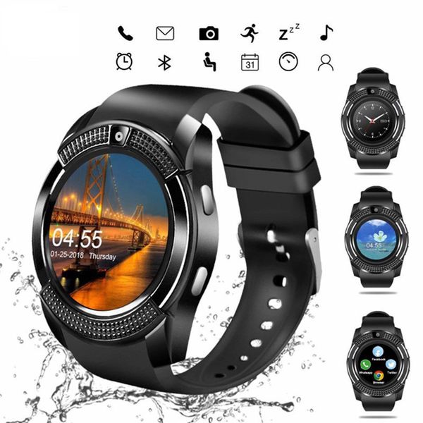 

V8 mart watch factory whole ale with touch creen big battery upport tf im card camera for io iphone android phone