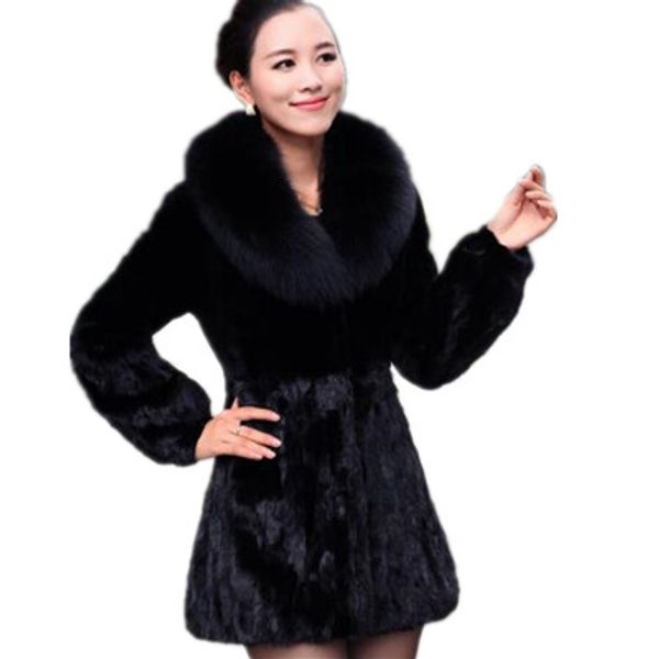 

vetement 2019 winter women's faux fur jacket artificial fur overcoat furry coat femme plus size furry fake outwear z168, Black