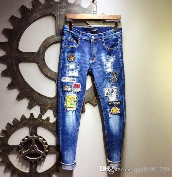 

20ss men's designer jeans fashion designer shorts slim motorcycle casual men's jeans hip-hop jeans of high quality, Blue