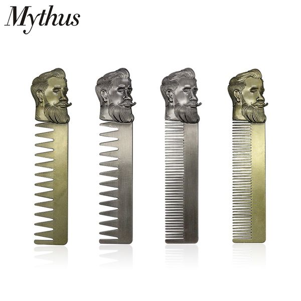 

2 style hairdressing zinc-alloy anti static classic pocket men's beard comb brush beard hair brushes hairdressing tool, Silver