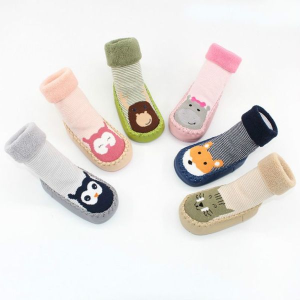 

new kids toddler baby girls boys cartoon animal thick warm anti-slip socks slippers baby socks high quality, Pink;yellow