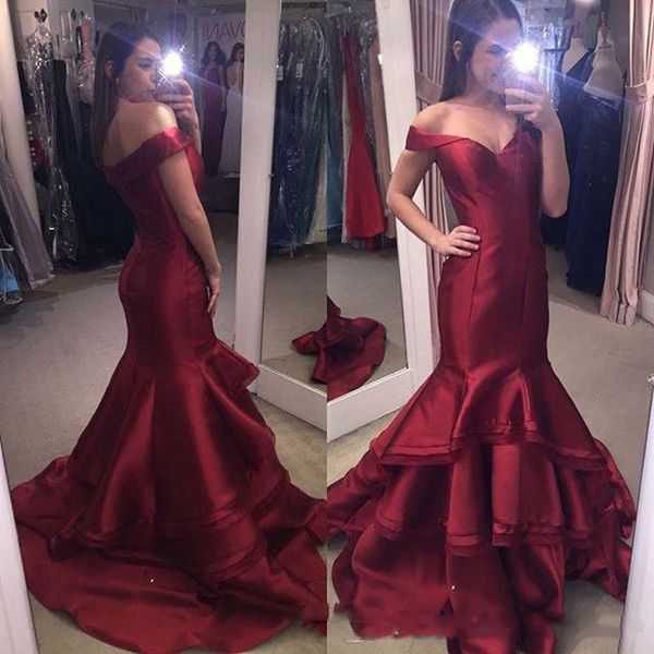 

burgundy mermaid evening dresses 2019 off the shoulder prom dress formal women celebrity party gowns, Black