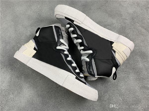 

новые аутентичные sacai blazer mid высокий человек женщина кроссовки черный белый серый желтый синий снег бич bv0062-002 bv8072-100 кроссовк
