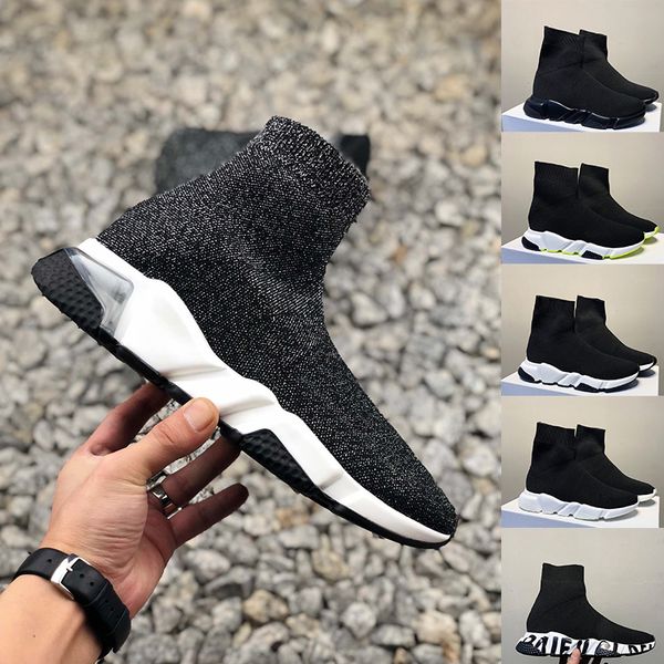 

2020 new triple s sock shoes cushion speed trainer socks boots all black cool grey white knit run sports designer sneakers