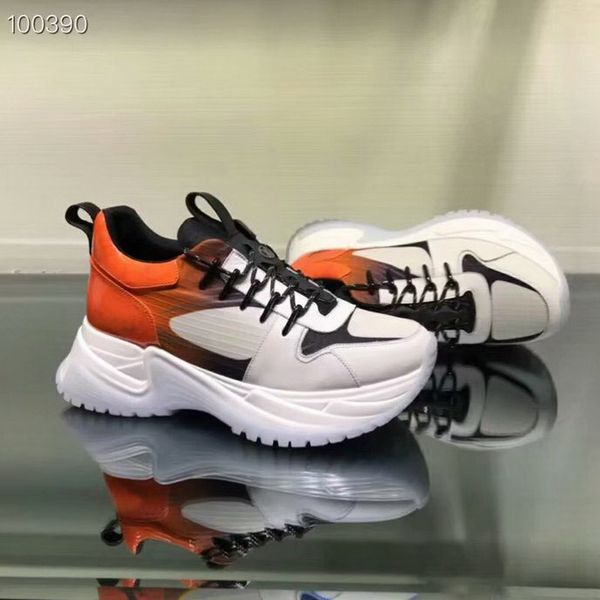

New 2019 men women white with orange leather thick bottom Sneaker,designer lovers brand fashion causal Dad Shoes 35-45 drop shipping
