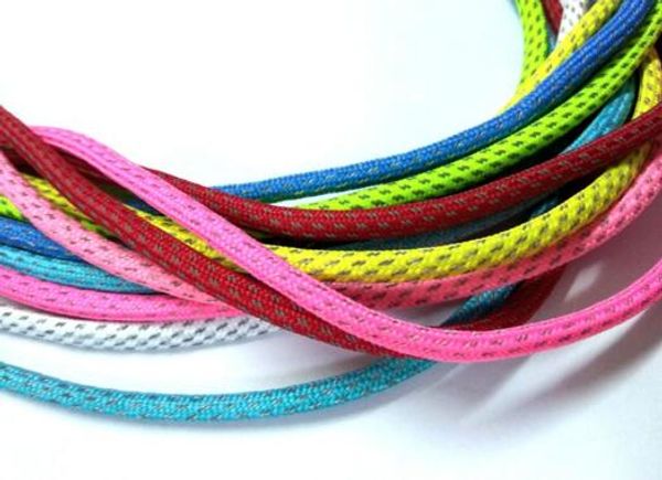 

fashion colorful round shoe laces 3m reflective shoelace polyester shoelaces 130cm long rope laces sport shoelaces, White;pink