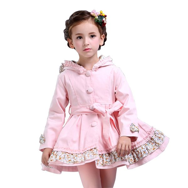 

spring autumn girls windbreaker jacket long style kids trench coat girls fashion hooded children outerwear casaco dq573, Blue;gray