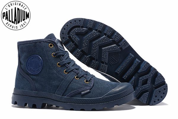 

palladium pampa hi 52352 cowboy blue sneakers comfortable ankle boots lace up canvas men casual shoes size 39-45, Black