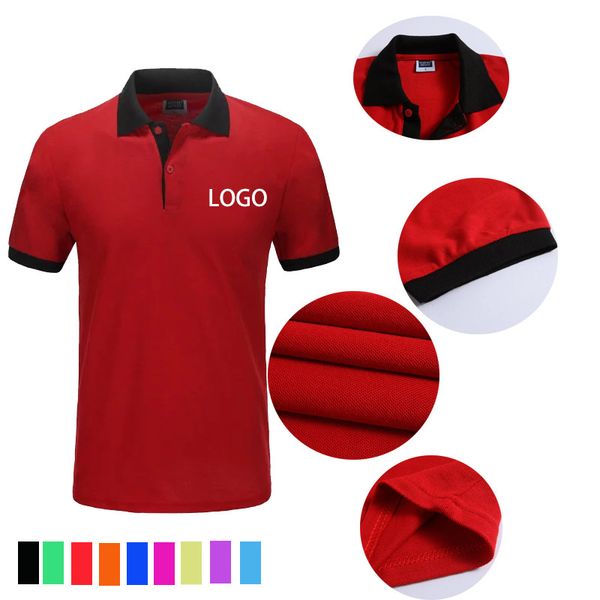 

polo shirt men's short sleeve shirt manufacturers wholesale matching color collar work clothes t-shirt advertising shirt printed, White;black