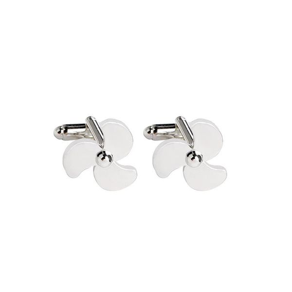 

1 pair ships propeller cufflinks novelty ship's sailor nautical propellor boat yachtsman mens shirt aviation jewelry french cufflinks, Silver