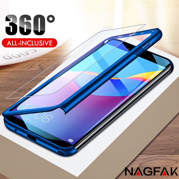 

роскошный 360 полный чехол телефон для huawei honor 7c 7a pro чехол для honor 8 lite с закаленным стеклом для honor 8x max case