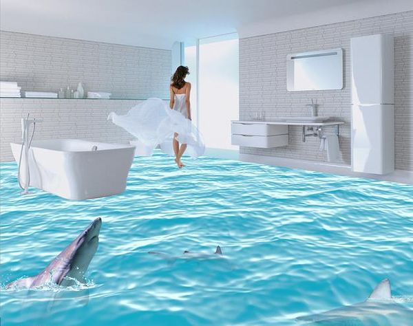 Nahtloses Badezimmer 3D Sea World Flooring Wandbild 3D Wallpaper 3d Wandpapiere 3D für TV-Hintergrund