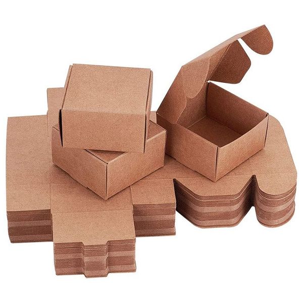 

new-60pcs cube gift wrapping kraft paper box handmade paper accessories soap box for earring small jewelry crafting