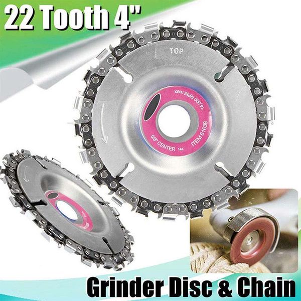 

4 inch grinder disc and chain 22 tooth fine cut chain set for 100 115 angle grinder 5/8 inch center hole