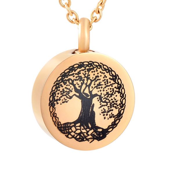 

ijd9795 нержавеющая сталь золото круглый древо жизни шкатулка keepsake подвеска для пепла урна сувенир мемориал ожерелье для ювелирных издел, Silver