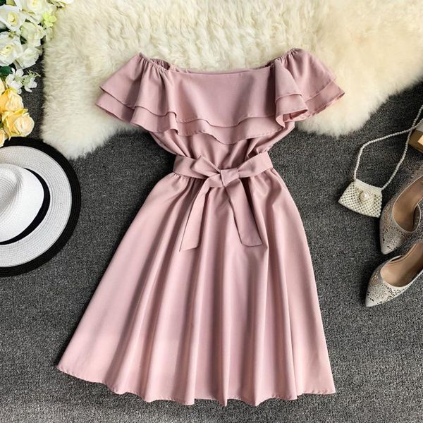 

ruffles off shoulder summer bandage mini dress party vestido de festa women casual beach holiday tie elegant vestidos, Black;gray