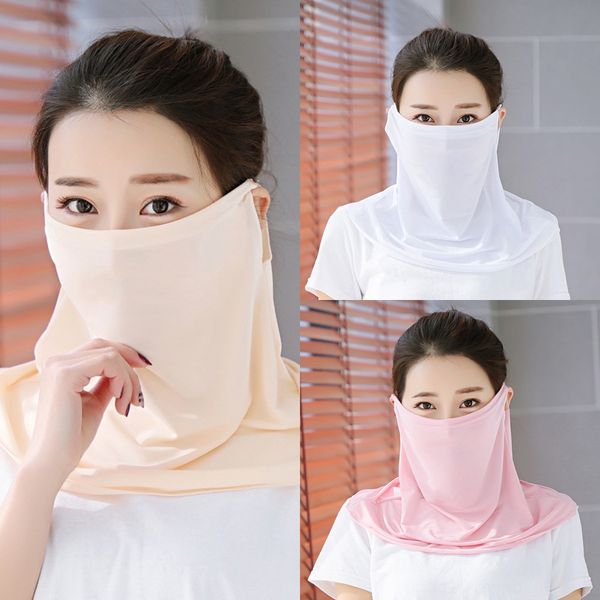

hflzc new ice silk sunscreen hood scarf summer outdoor riding neck scarf breathable sunscreen face triangle mask riding, Black
