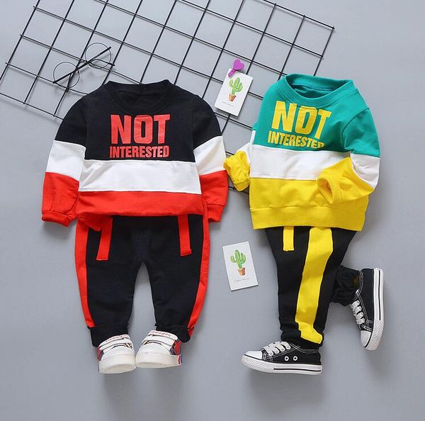

2019 spring autumn baby girl boys clothing infant casual sport t shirt pants 2pcs/sets kid child clothes suits cotton tracksuits, White