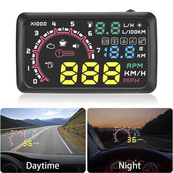 

5.5inch car hud head-up display car styling hud display obd2 overspeed warning windshield projector alarm system universal auto