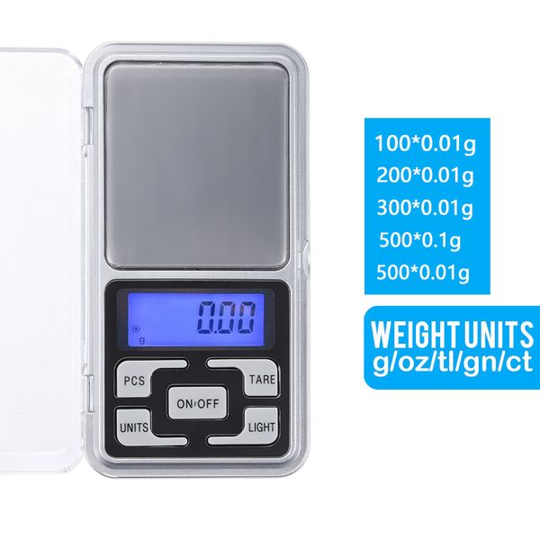 

electronic digital pocket scale 0.01g precision mini jewelry weighing scale backlight scales 0.1g for kitchen 100/200/300/500g