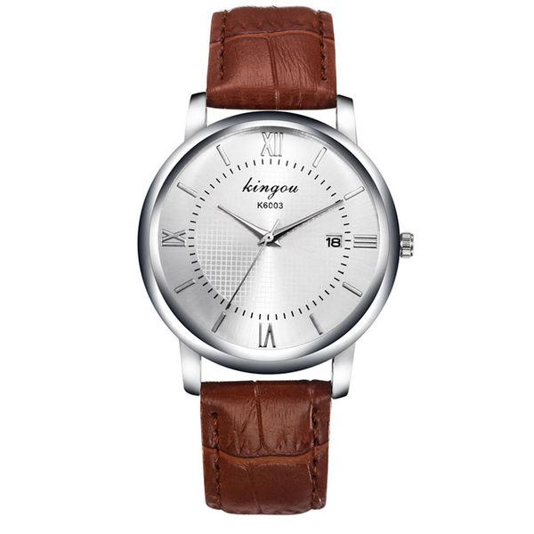 

business leather band quartz watch fashion women watches female wrist watches clock date dial watch hour dress clock, Slivery;brown