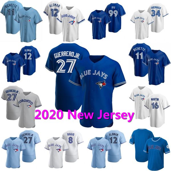 

27 vladimir guerrero jr. jerseys bo bichette hyun-jin ryu austin martin matt shoemaker roberto alomar devon travis alomar, Blue;black