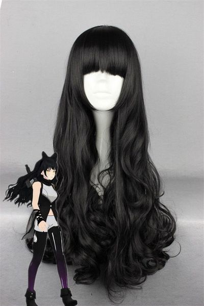 Long Black Wavy Hair Cosplay Costume Wig For Rwby Blake